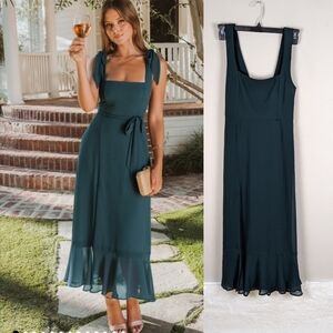 +Show Me Your Mumu Claire Midi Dress Women's Medium Emerald Chiffon Dress
